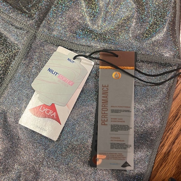 NWT Mono b Woman’s Silver Sparkle Leggings Size S - Picture 5 of 6